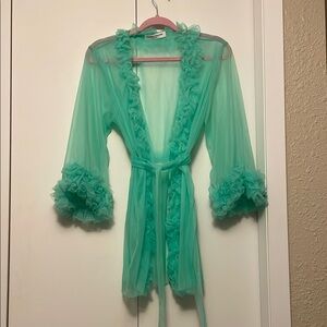 Amanda Uprichard Aqua/ Tiffany blue Sheer Robe